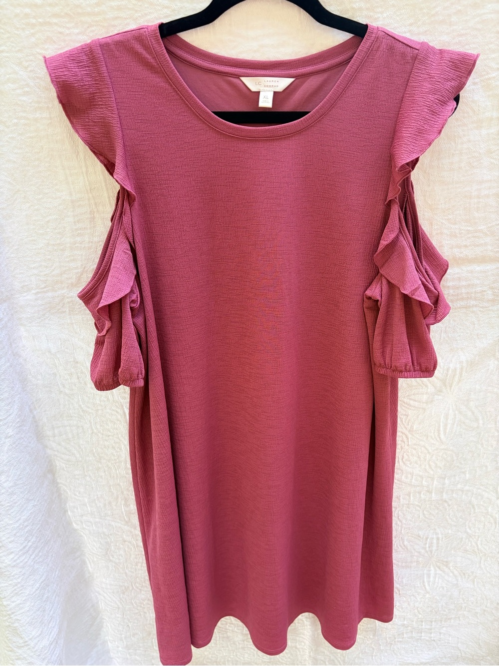 Lauren Conrad Dusty Rose Cold-Shoulder Ruffle Dress